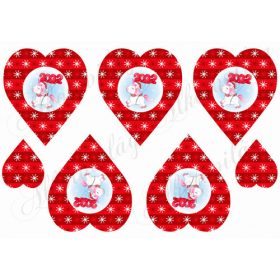 Unikornisos szívek 2022-es évszámmal PIROS szívekben