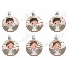 Vintage karácsonyi gömbök cuki kisfiú angyalkákkal