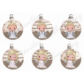 Vintage karácsonyi gömbök cuki szőke angyalkákkal