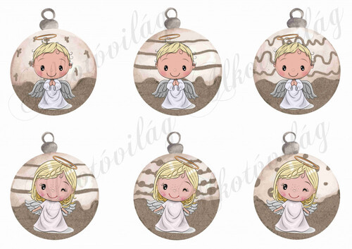 Vintage karácsonyi gömbök cuki szőke angyalkákkal