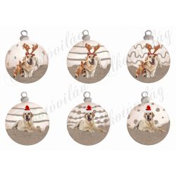   Vintage karácsonyi gömbök labrador kutyusokkal mikulás sapiban