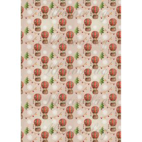   Vintage karácsonyi papírok léghajókkal, fenyőfákkal, hópelyhekkel