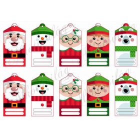   Karácsonyi kártyák figurákkal - Mikulás és felesége, hóember, jegesmedve, manó