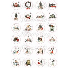   Kézzel festett adventi számok körökben vintage mintákkal