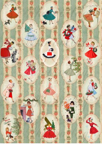 Romantikus karácsony vintage minták kártyákon