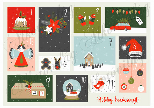 Adventi naptár különböző méretű számos kártyákkal - NAGYBAN - 1. rész