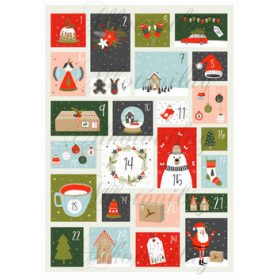 Adventi naptár különböző méretű számos kártyákkal