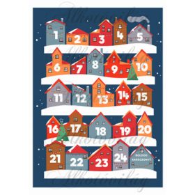 Adventi naptár színes házikókkal
