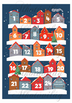 Adventi naptár színes házikókkal