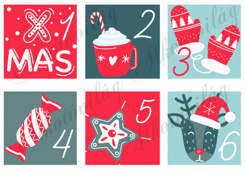 Adventi naptár szürke-piros-zöld NAGYBAN - 1. rész