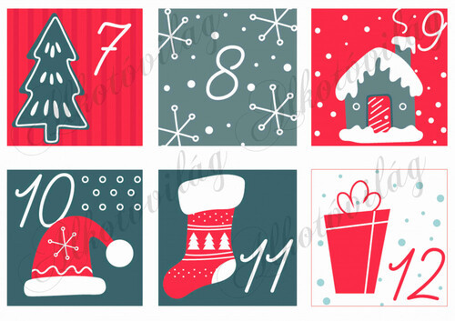 Adventi naptár szürke-piros-zöld NAGYBAN - 2. rész