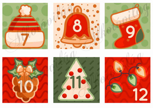 Cuki adventi naptár mézeskalács figurákkal piros-zöld árnyalatban - NAGYBAN - 2. rész