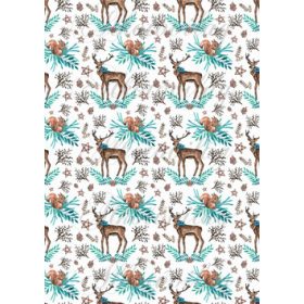   Karácsonyi mintás készlet kék-barna színekben - szarvasok és mókusok
