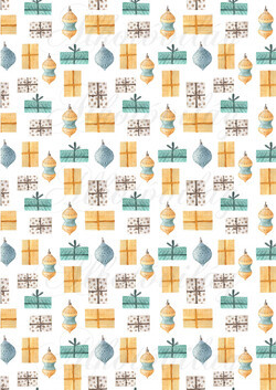 Kézzel festett skandináv szett zöldes-sárgás színben - Ajándékcsomagok és karácsonyfadíszek