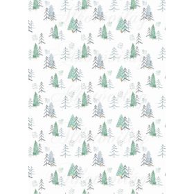   Kézzel festett skandináv szett zöldes-sárgás színben - Cuki fenyőfák és eső