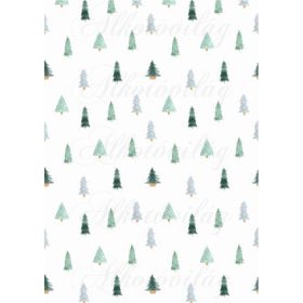   Kézzel festett skandináv szett zöldes-sárgás színben - Mini fenyőfák