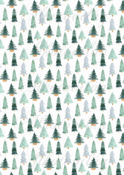 Kézzel festett skandináv szett zöldes-sárgás színben - Többféle fenyőfa - KICSIBEN