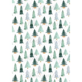   Kézzel festett skandináv szett zöldes-sárgás színben - Többféle fenyőfa