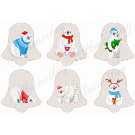 Cuki karácsonyi jegesmacik szövet textúrájú harangokon