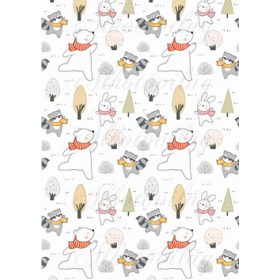   Kézzel rajzolt cuki erdőlakók szett - JEGESMACI, NYUSZI, MOSÓMACI, FÁK