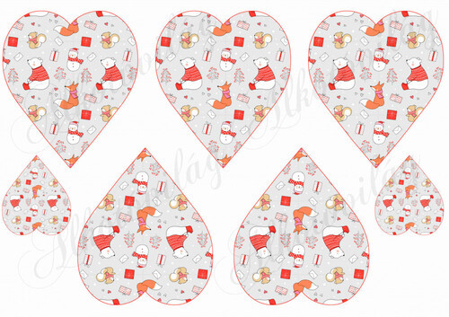 Kézzel rajzolt cuki erdőlakók szett - JEGESMACI, RÓKA, HÓEMBER SZÍVEKBEN