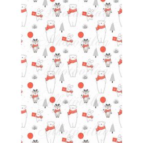   Kézzel rajzolt cuki erdőlakók szett - JEGESMACI, SZARVAS LUFIVAL, NYUSZI