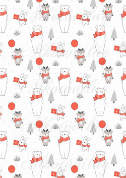 Kézzel rajzolt cuki erdőlakók szett - JEGESMACI, SZARVAS LUFIVAL, NYUSZI