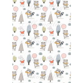   Kézzel rajzolt cuki erdőlakók szett - MACIK LUFIVAL, NYUSZI, MOSÓMACI, FÁK