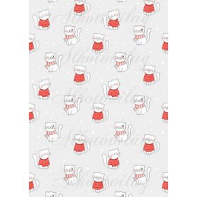 Kézzel rajzolt cuki szett - CICÁK SÁLBAN, PULCSIBAN