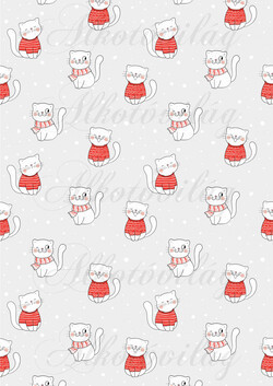 Kézzel rajzolt cuki szett - CICÁK SÁLBAN, PULCSIBAN