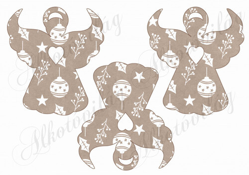 Angyal sziluettek karácsonyi kraft mintákkal - NAGYBAN