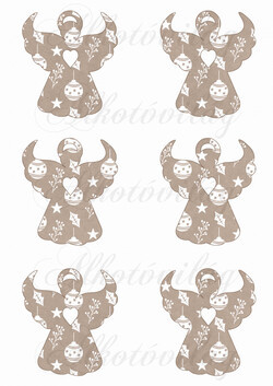 Angyal sziluettek karácsonyi kraft mintákkal