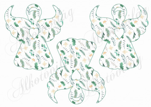 Angyal sziluettek magyal és más leveles mintákkal - NAGYBAN