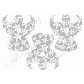   Angyal sziluettek szürke alapon hópelyhes mintákkal - NAGYBAN