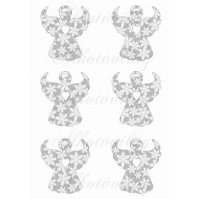 Angyal sziluettek szürke alapon hópelyhes mintákkal