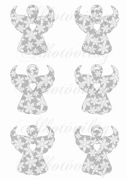 Angyal sziluettek szürke alapon hópelyhes mintákkal