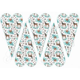   Karácsonyi mintás készlet kék-barna színekben - szarvasok és mókusok HOSSZÚKÁS SZÍVEKEN