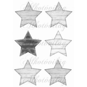 Csillagok fa lécből szürkés árnyalatokban