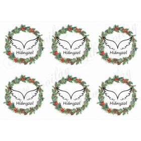   Koszorúk tobozokkal, piros bogyókkal - HIÁNYZOL felirattal