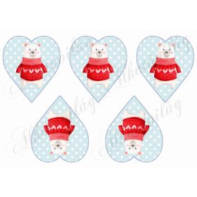 Pöttyös szívek piros pulcsis macival