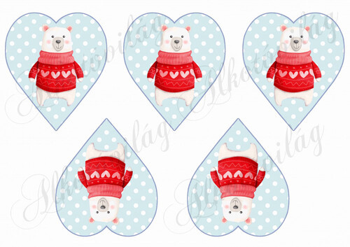 Pöttyös szívek piros pulcsis macival