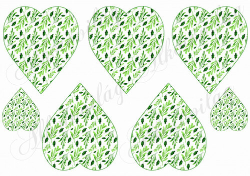 Zöld levelek és magyal ágak szívekben