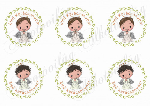 Fiú angyalkák - ELSŐ KARÁCSONYOM felirattal