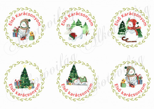 Hóemberkék koszorúban - ELSŐ KARÁCSONYOM felirattal