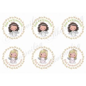 Szőke és barna angyalkák - ELSŐ KARÁCSONYOM felirattal