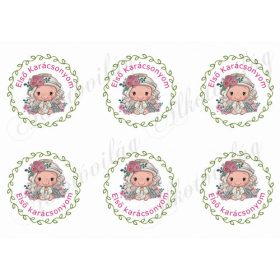 Angyalkák rózsákkal, első karácsonyom felirattal