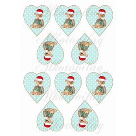 Pöttyös szívek cuki mikulássapkás macival KICSIBEN