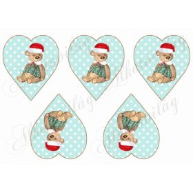 Pöttyös szívek cuki mikulássapkás macival