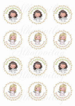 Szőke és barna angyalkák - ELSŐ KARÁCSONYOM felirattal KICSIBEN