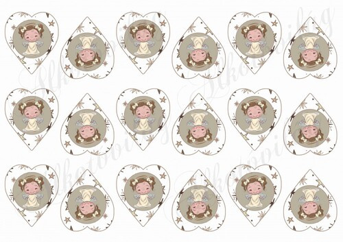 Kislány angyalkák csillagos szívekben MINIBEN - 5 cm magas